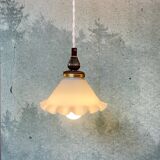 Tulip lamp in opaline and brass