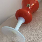 Mid-century modern Italian art glass chalice vase – Orange coated and Opa
