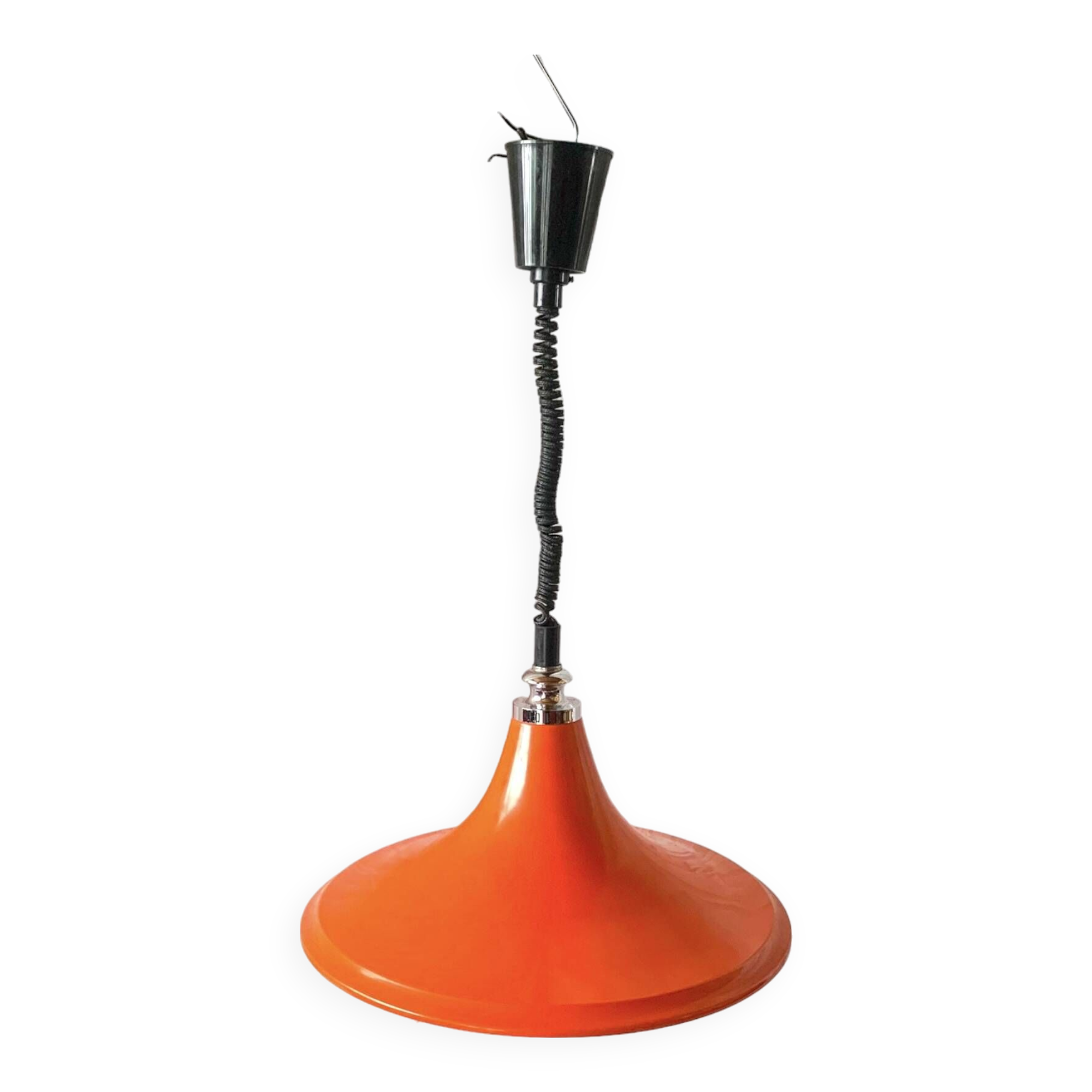 Suspension Space Age Design en métal laqué orange