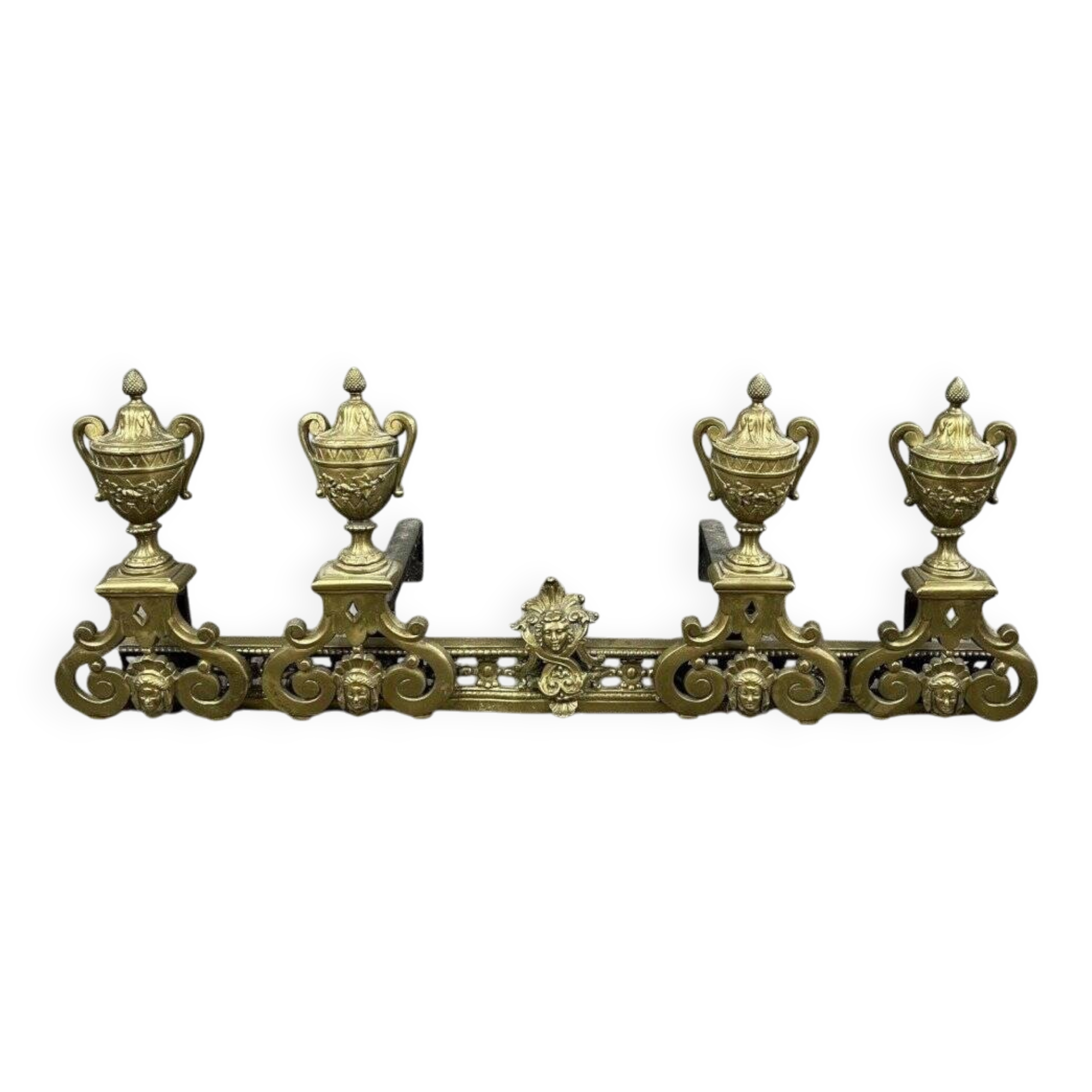 Exceptional Louis XVI Style Bronze Andirons, 19th Century