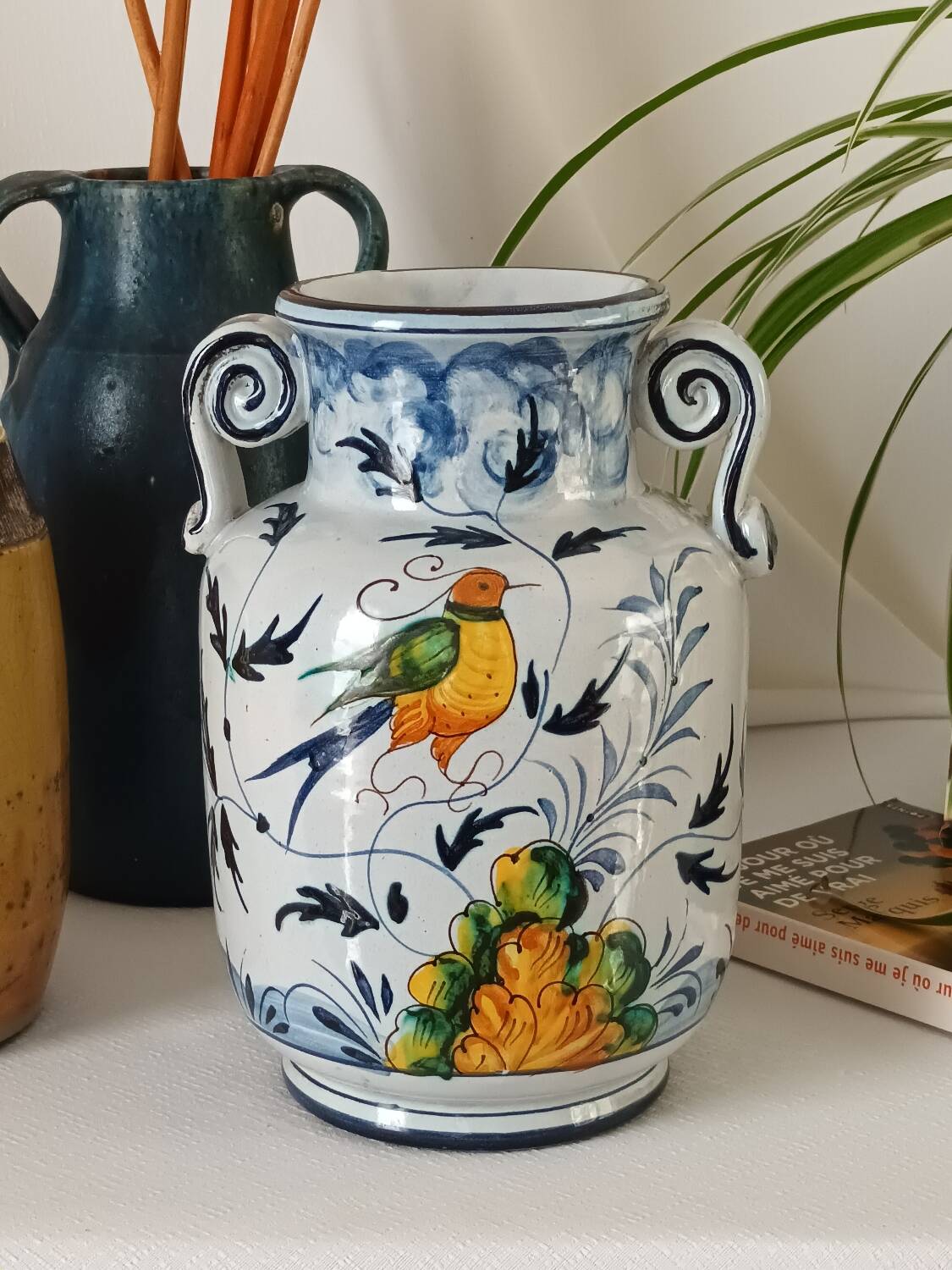 Vintage hand-painted ceramic vase Italy