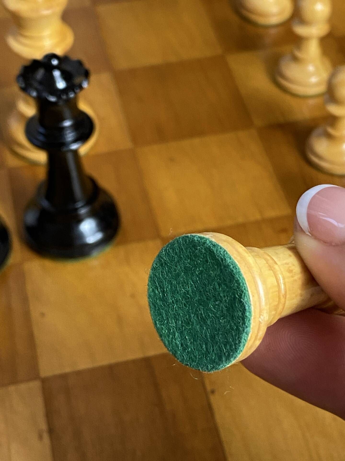 Chess set with wooden board and pieces