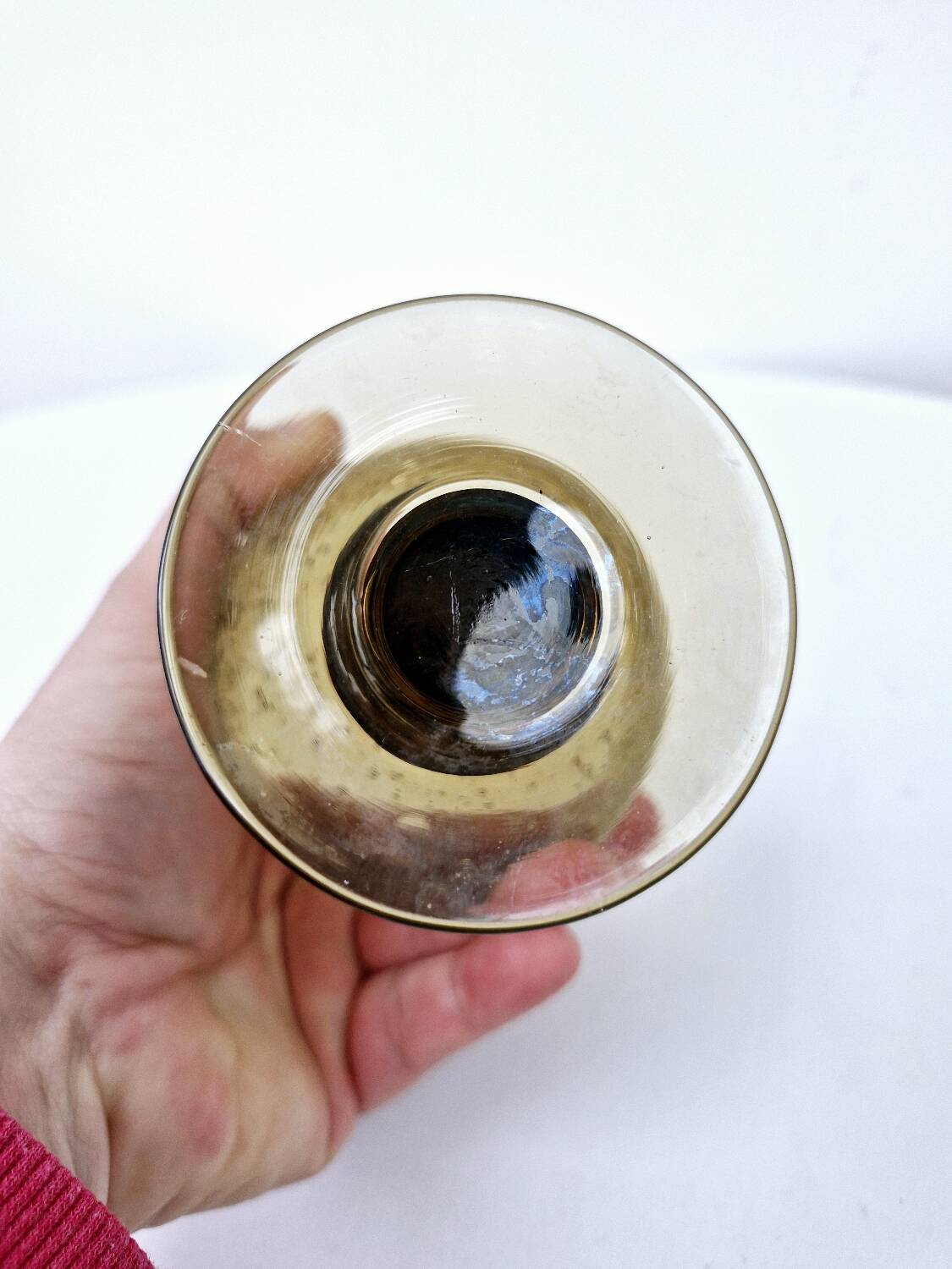 5 Medium Glasses on Vintage Smoked Bubble Base Biot H 11.5cm