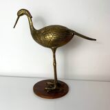 Sculpture subject vintage heron bird in brass