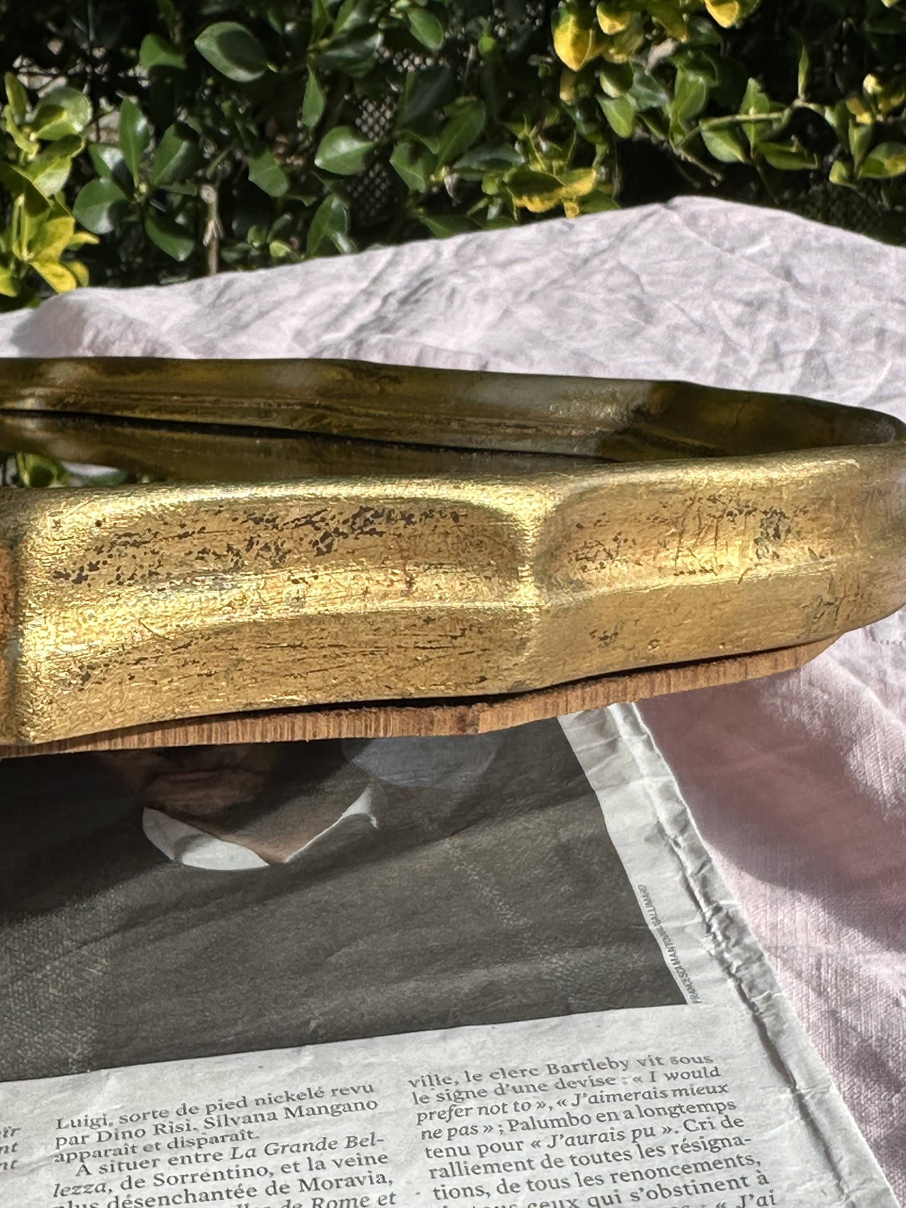 Vintage Golden Wood Carved Mirror in Louis XV Style