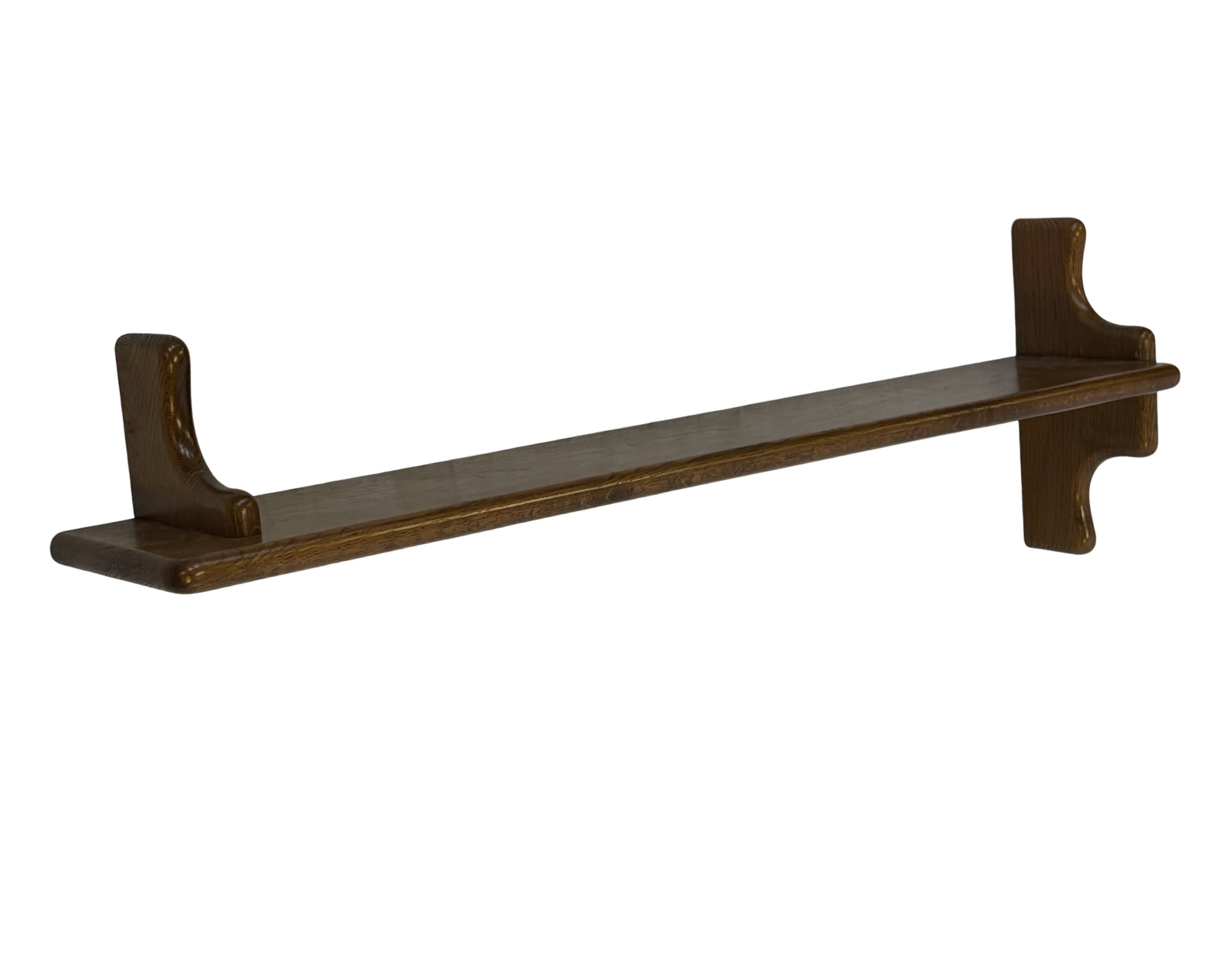 Vintage wooden wall shelve rack bookshelf in oak wood minimalist