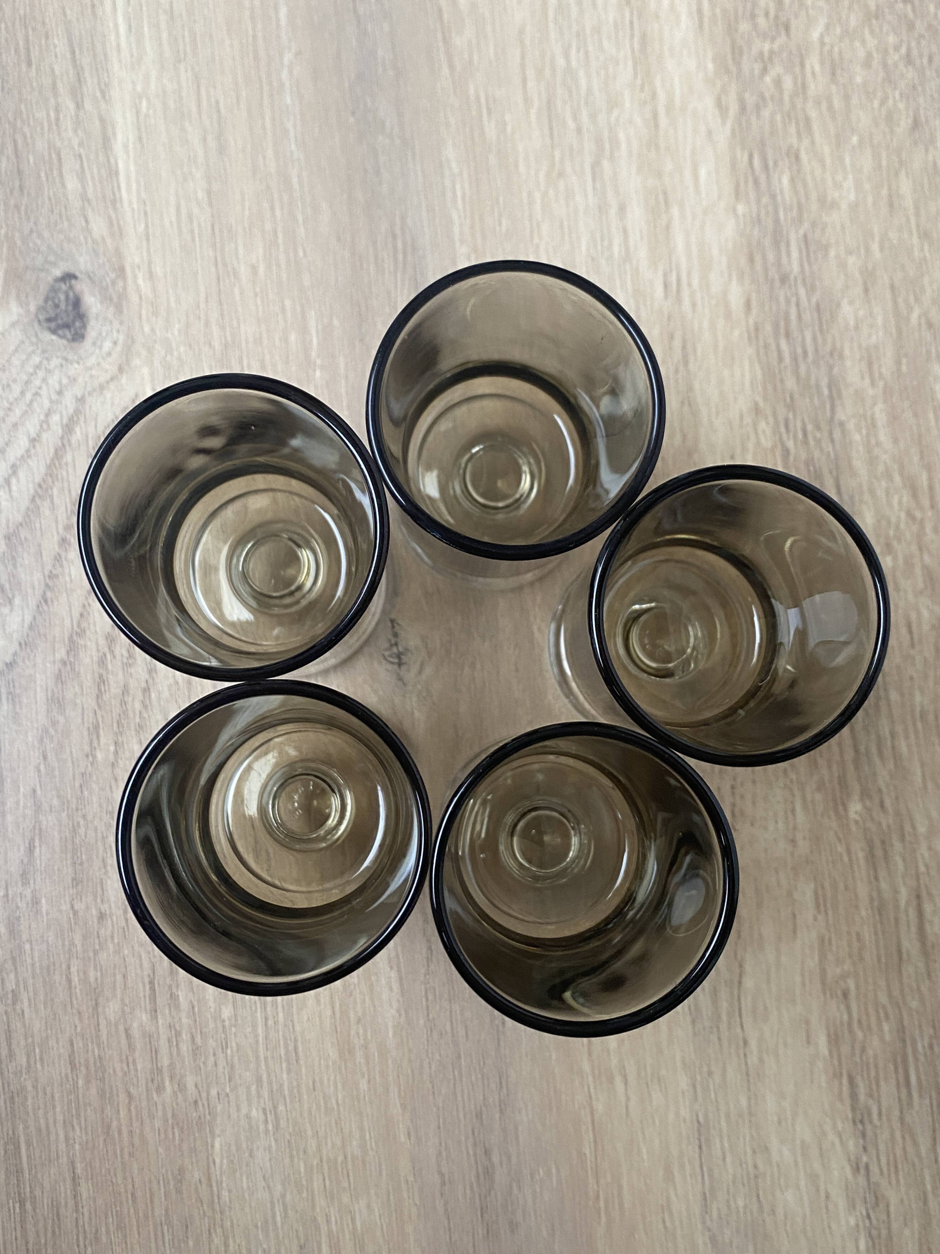 Set of 5 Luminarc Sweden smoked liqueur glasses