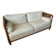 Vintage convertible wooden and cane sofa