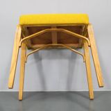 1960s Wooden Restored Stool ,Czechoslovakia
