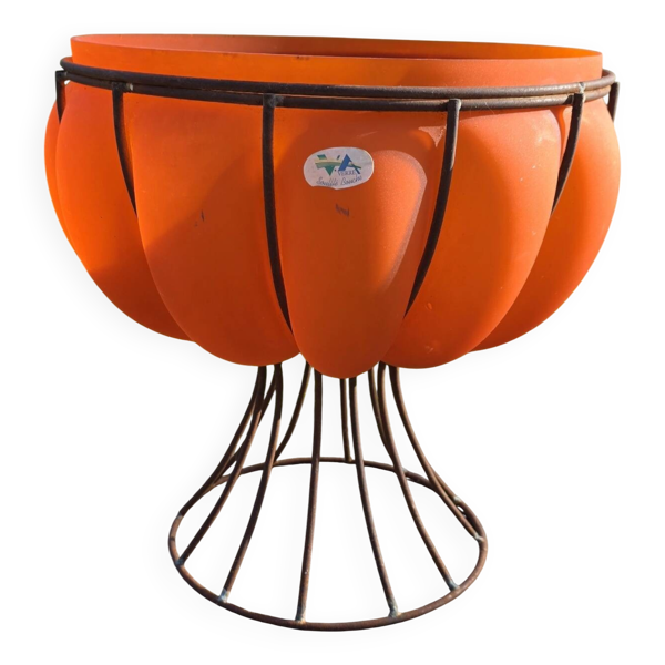 Grande coupe orange/Centre de table vintage