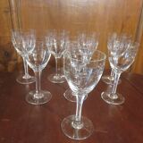 Suite of 8 crystal wine glasses