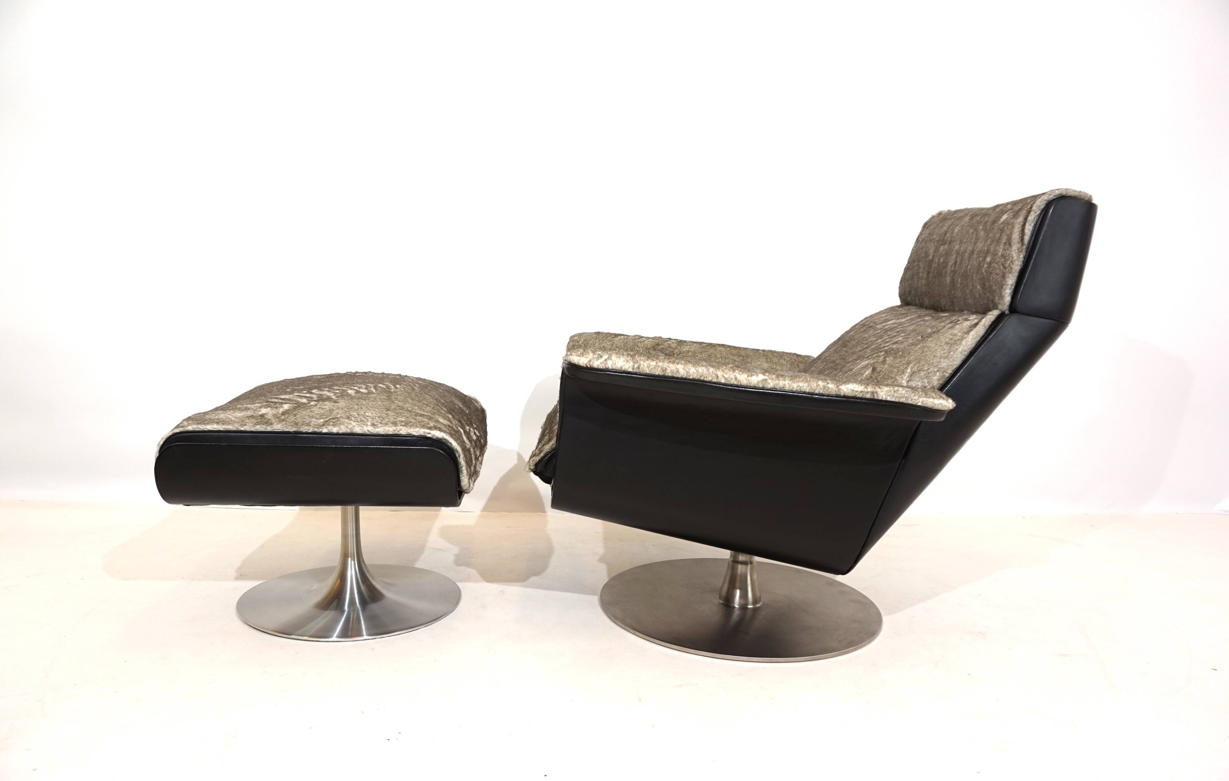 Fauteuil lounge Kaufeld Siesta 62 avec pouf par Jacques Brule