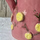 Glazed terracotta pitcher with mimosa decoration