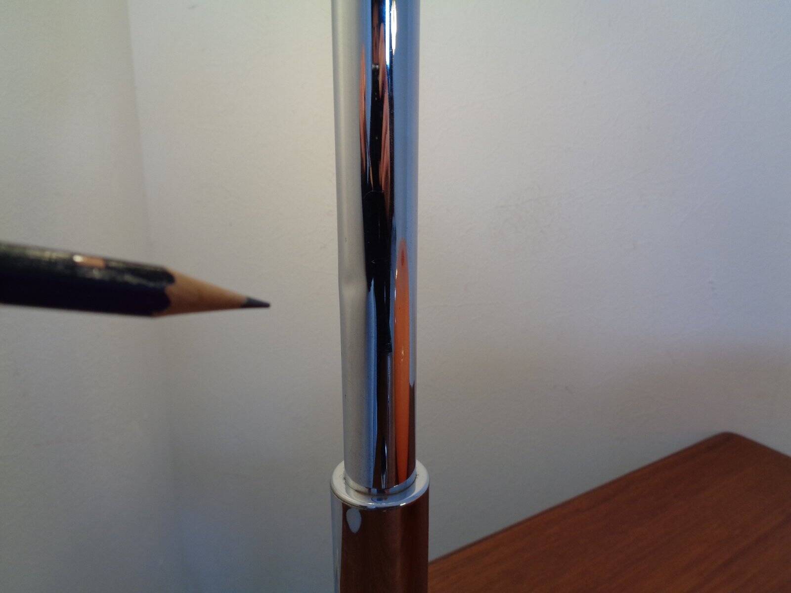 Italian orange plastic and chrome table lamp, 1960s