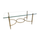 Table basse laiton et verre années 50