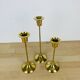3 Scandinavian style gold-plated brass candle holders