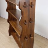 Vintage brutalist solid wood shelf, 1950s