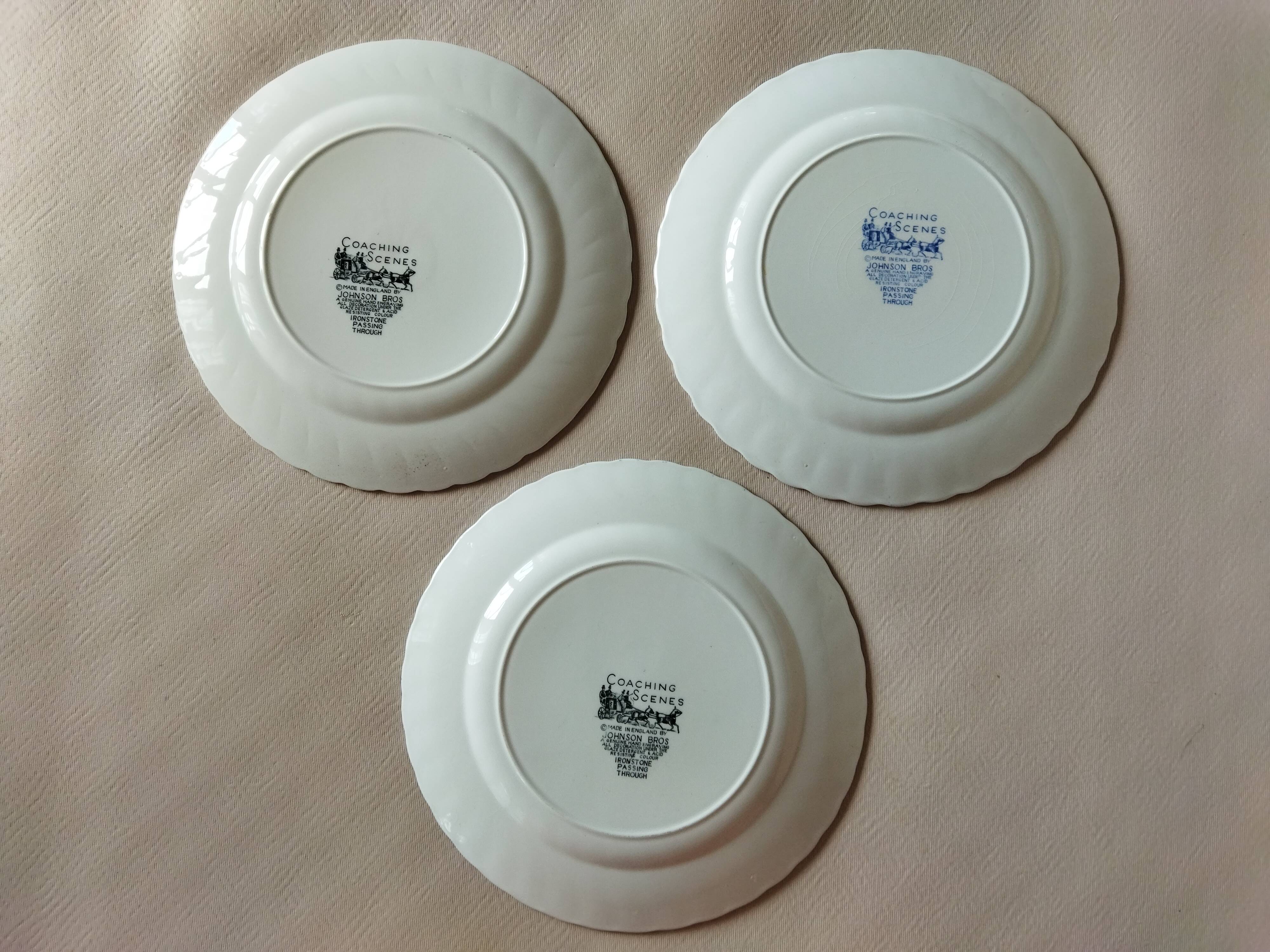 8 Johnson Bros "Coaching Scenes" English dessert plates