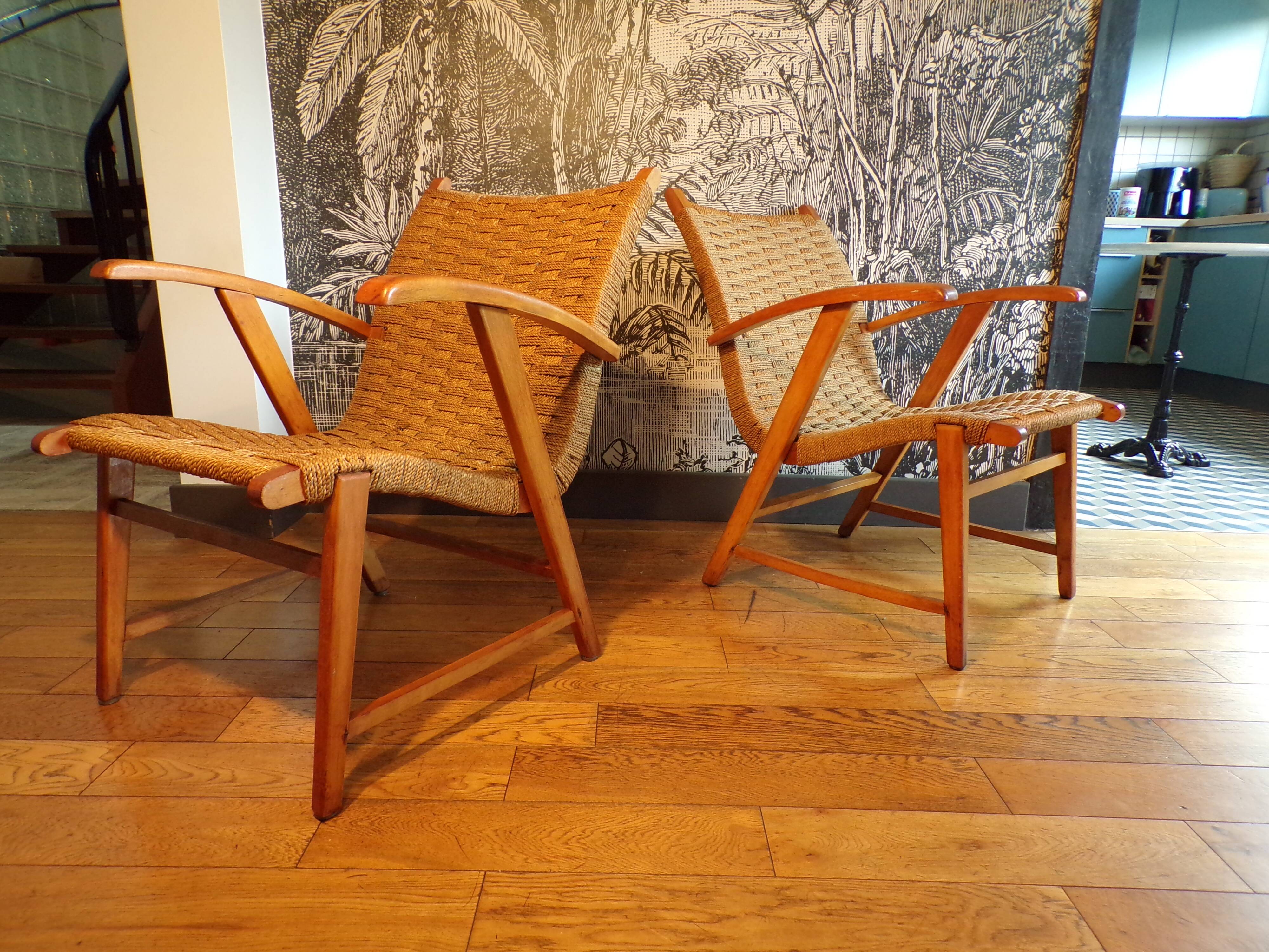 Pair of rope armchairs by Bas Van Pelt