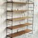 Scandinavian vintage wall shelf String real large model with 5 wood and black metal boards