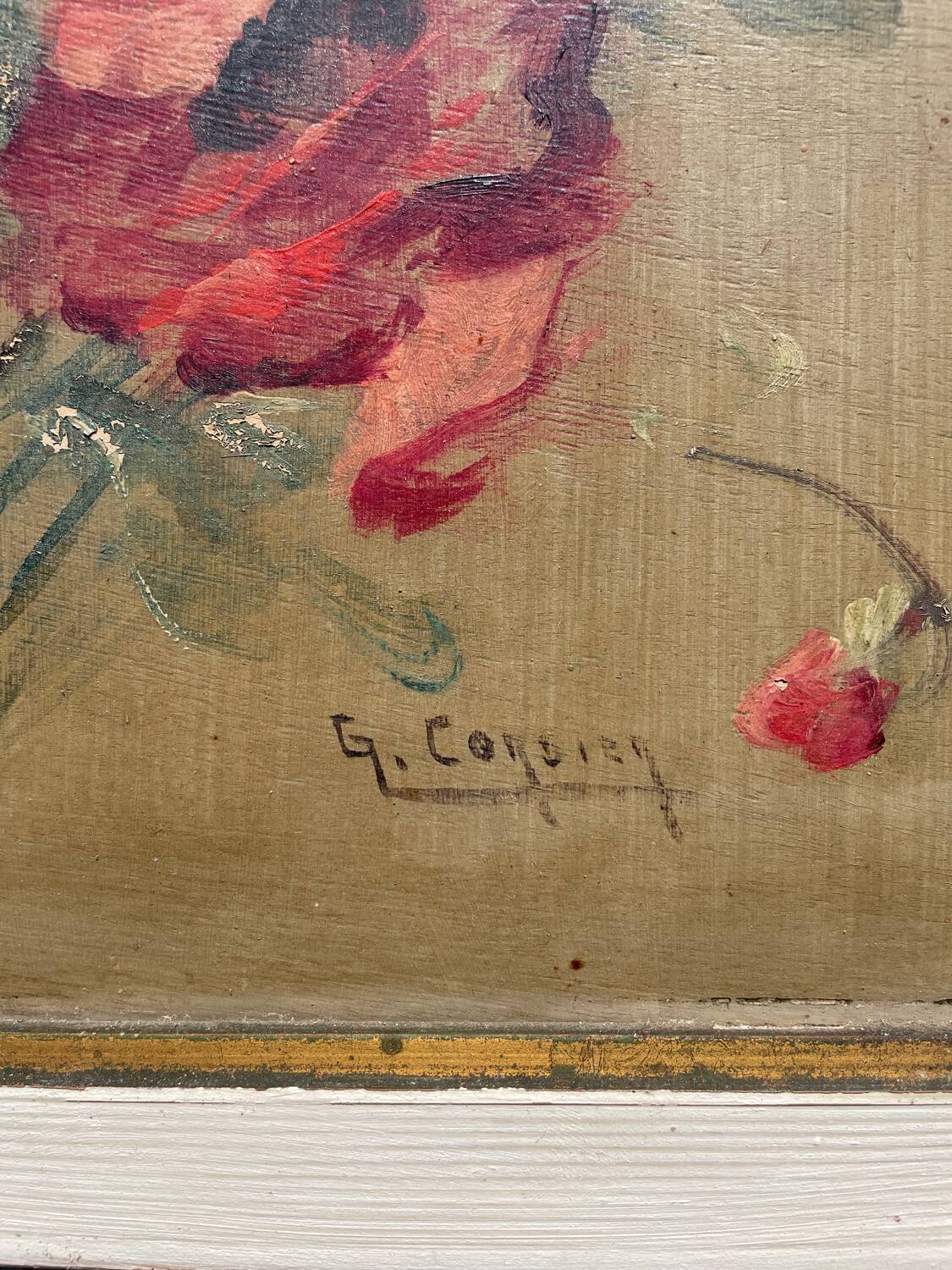 Tableau bouquet de fleurs sur huile : signé G.CORDIER