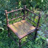 Chaise d’angle bois et rotin