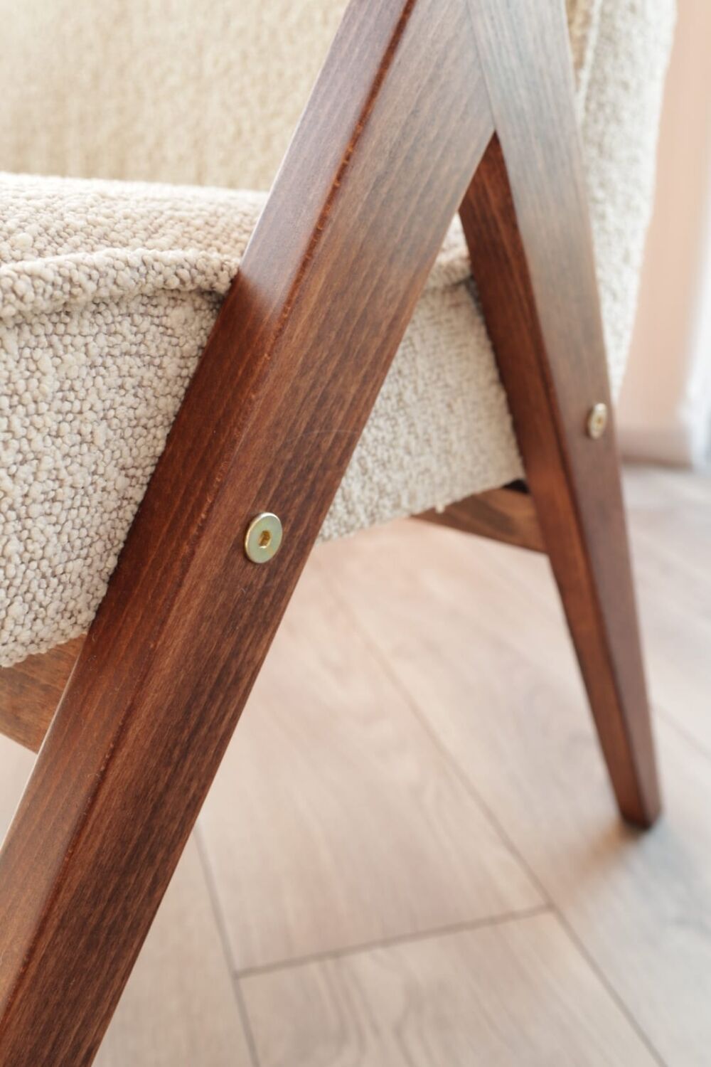 Vintage Lounge Chair Grey White Bouclè, Scandinavian Design