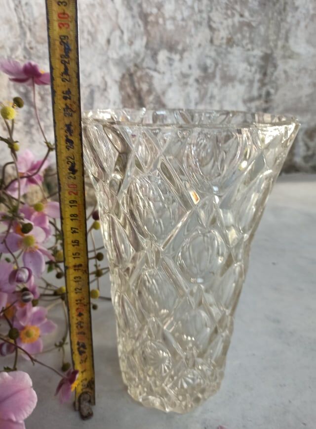 Four bohemian crystal vases