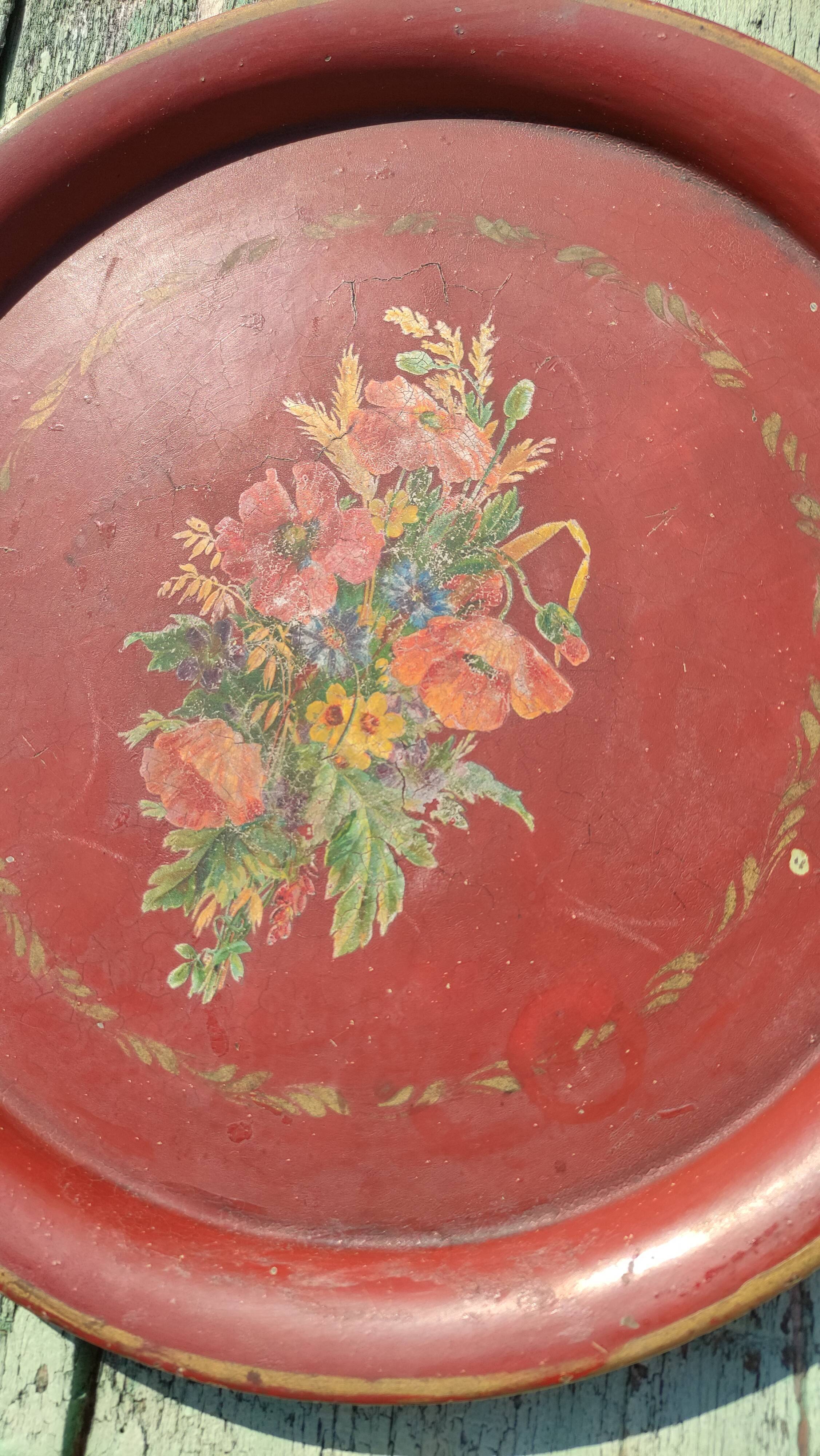 Large plate in painted sheet metal Napoleon III