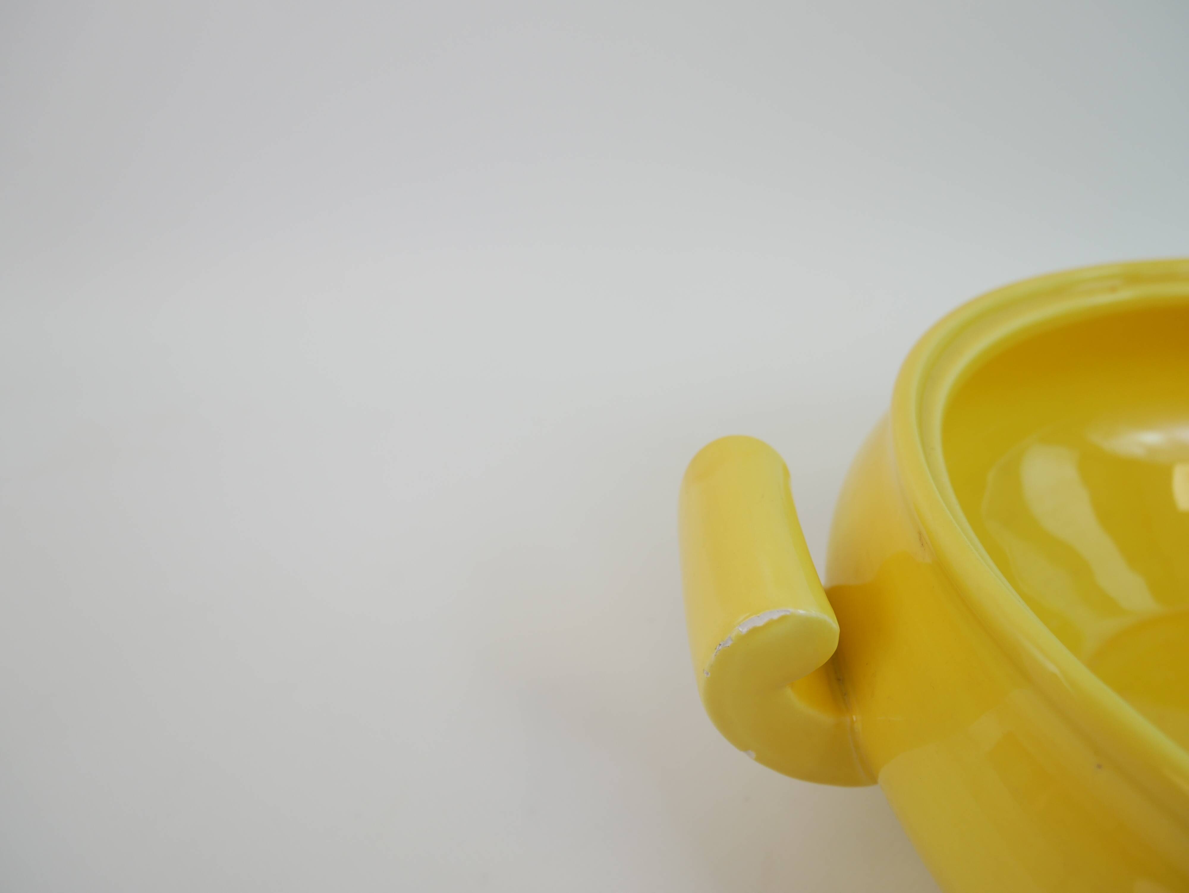 Large yellow modernist soup tureen