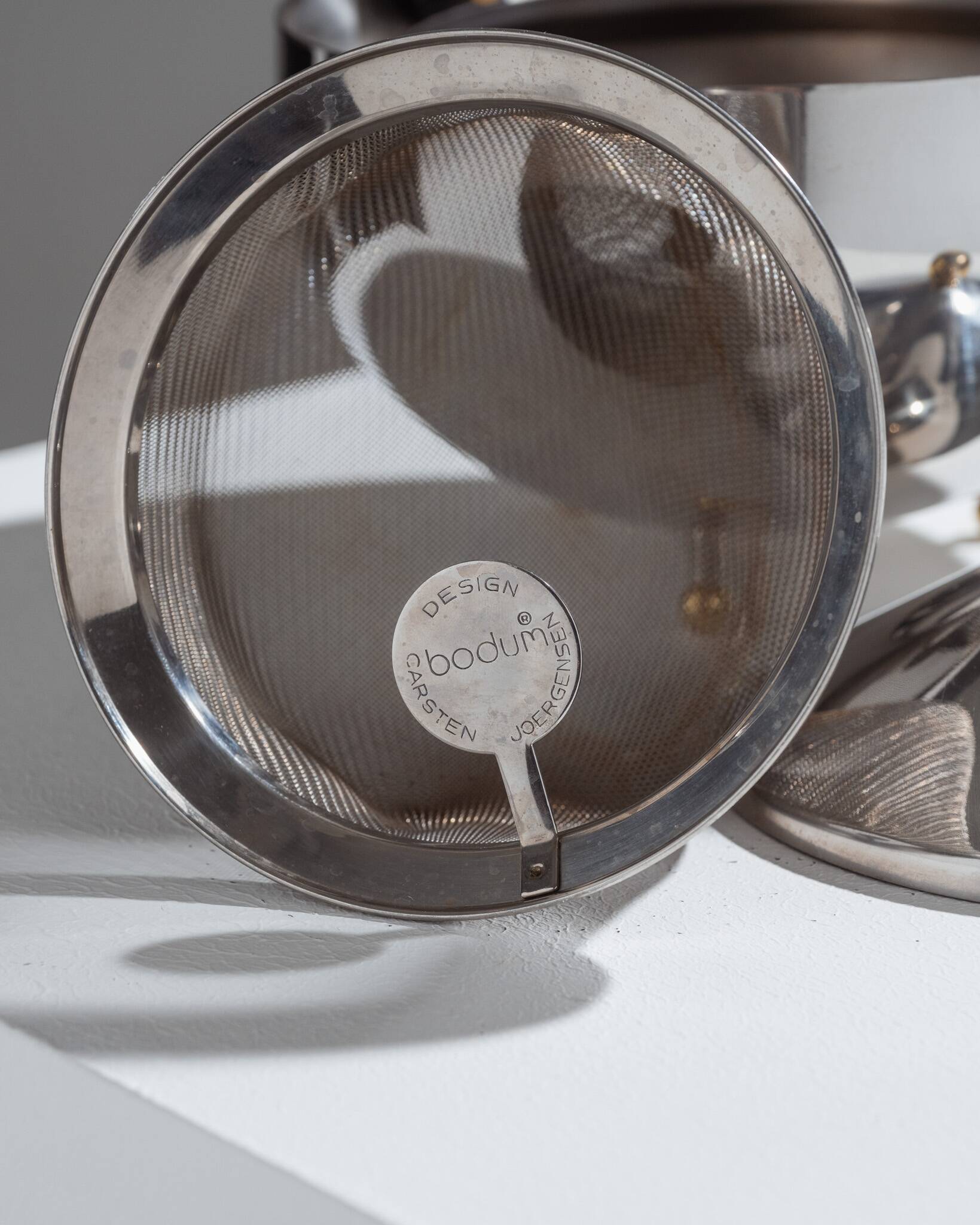 Bodum metal teapot, carsten jorgensen, 1980s