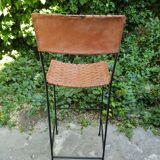 Paire de tabourets de bar en cuir vintage
