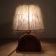 Brutalist lamp olive wood and wool lampshade