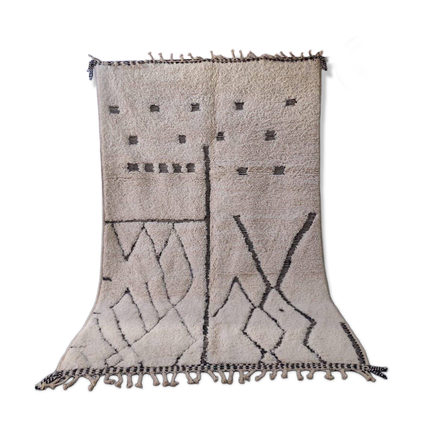 Large Authentic Beni Ourain Rug with Abstract Berber Symbols 300x200cm