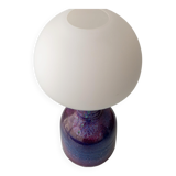 Mid-century modern table lamp by Jaap Ravelli, ceramic base and glass shade.