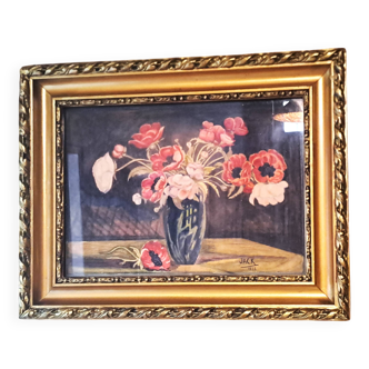 Painting jack watercolor still life france 1938 bouquet of anemones