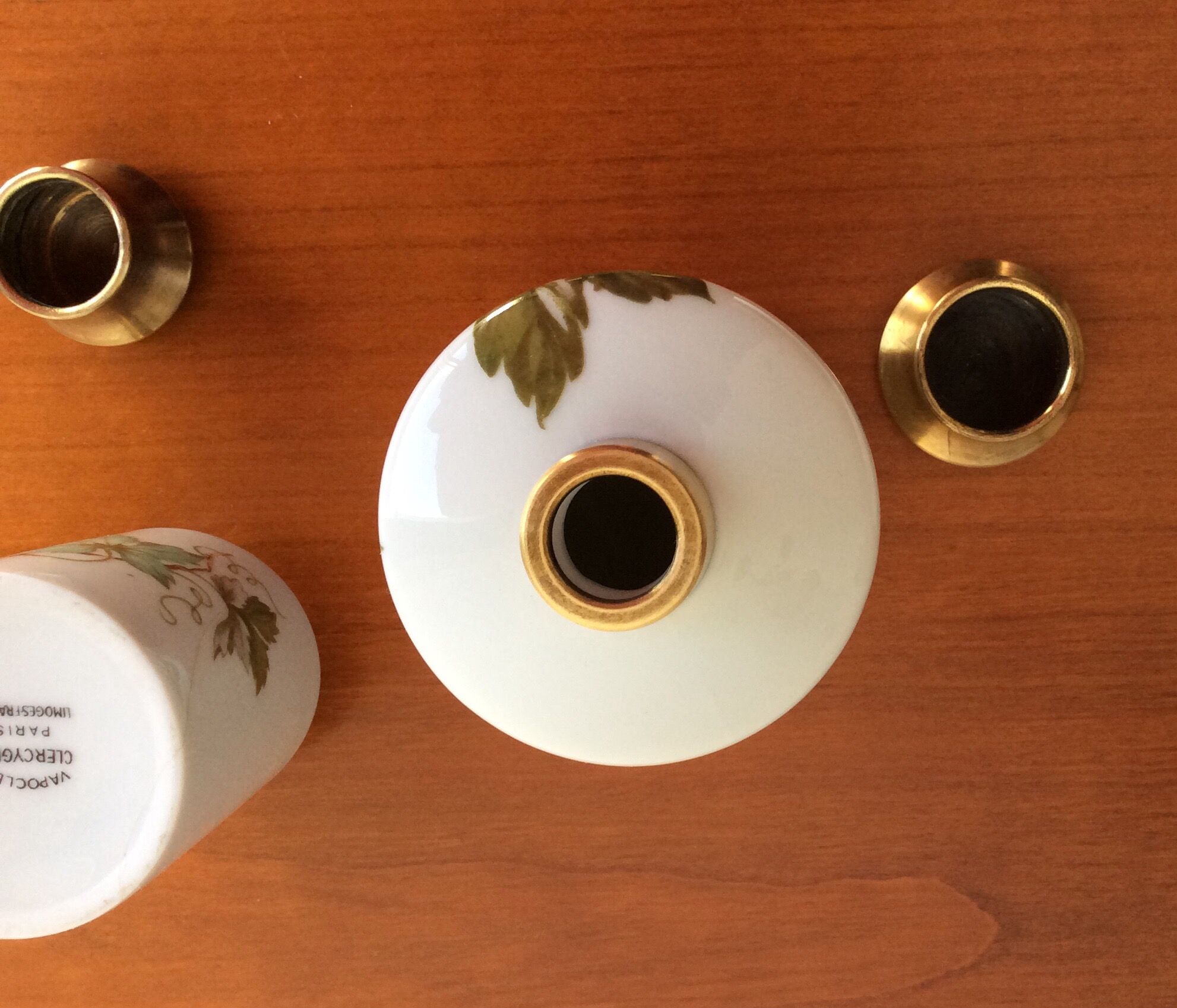 Flacons de parfum porcelaine Limoges Vapocler Clercygne Paris - année 70
