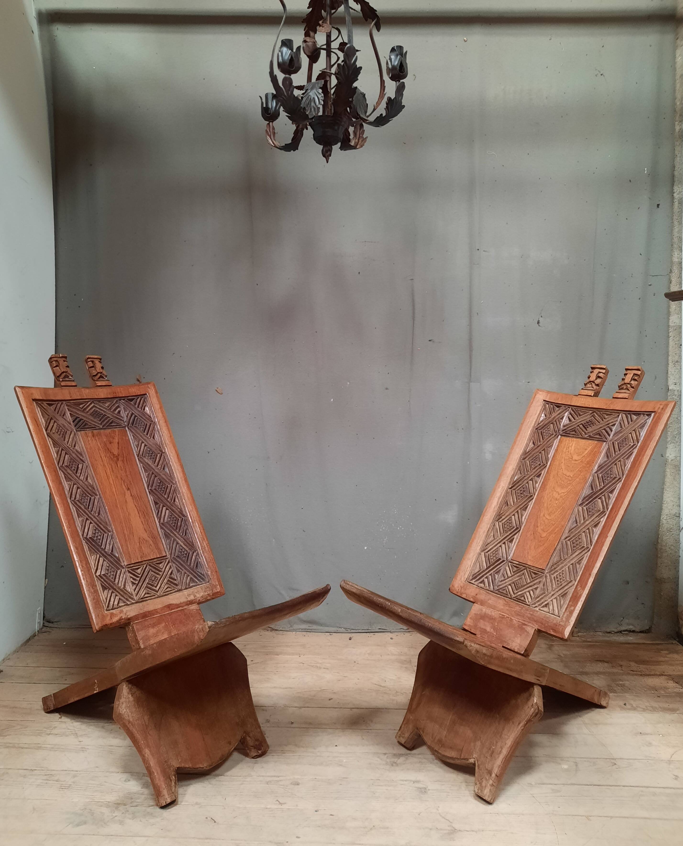 Pair of African seats