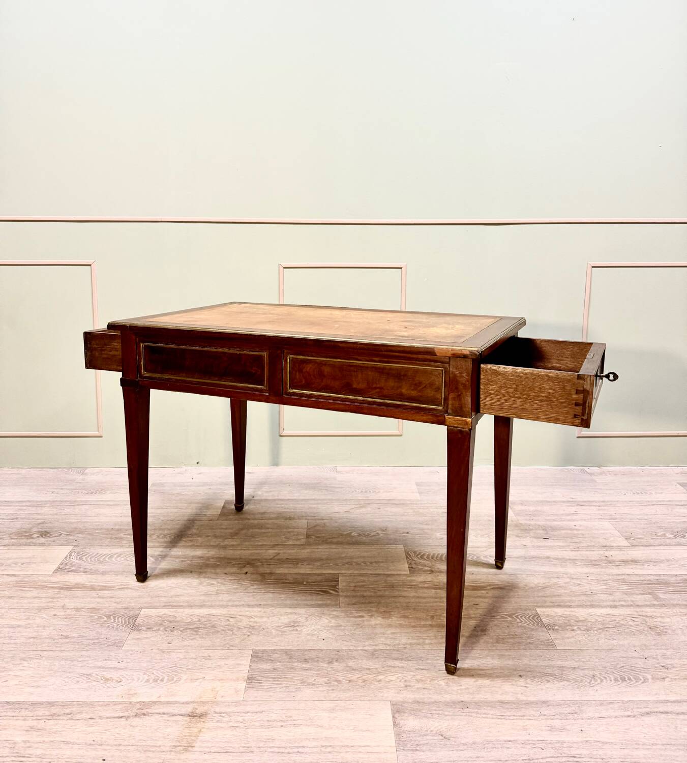 Flat Desk With Side Drawers In Mahogany Louis XVI XVIII Eme Century