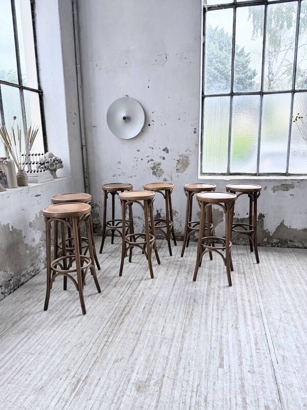 Set 8 tabourets bar bistrot Baumann