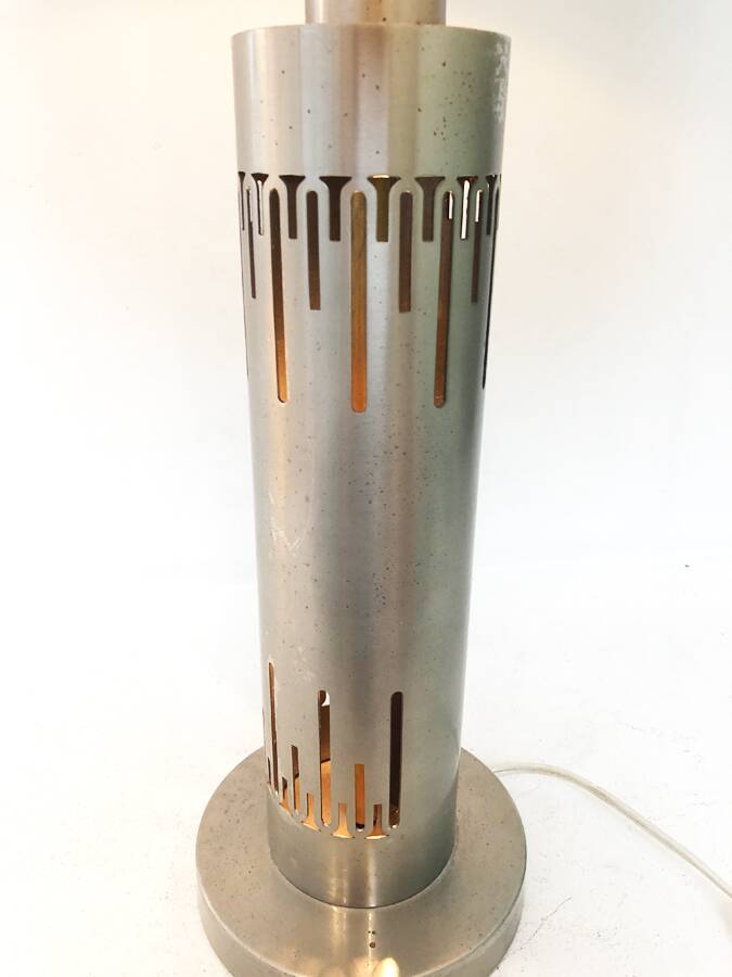 Vintage 70s design lamp in brushed aluminum