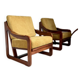 Yellow velvet sled chairs