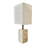 Onyx and brass lamp with a square shade.
