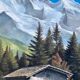 Table HSP "High Mountain Landscape with Cottage" by G. Gauthier