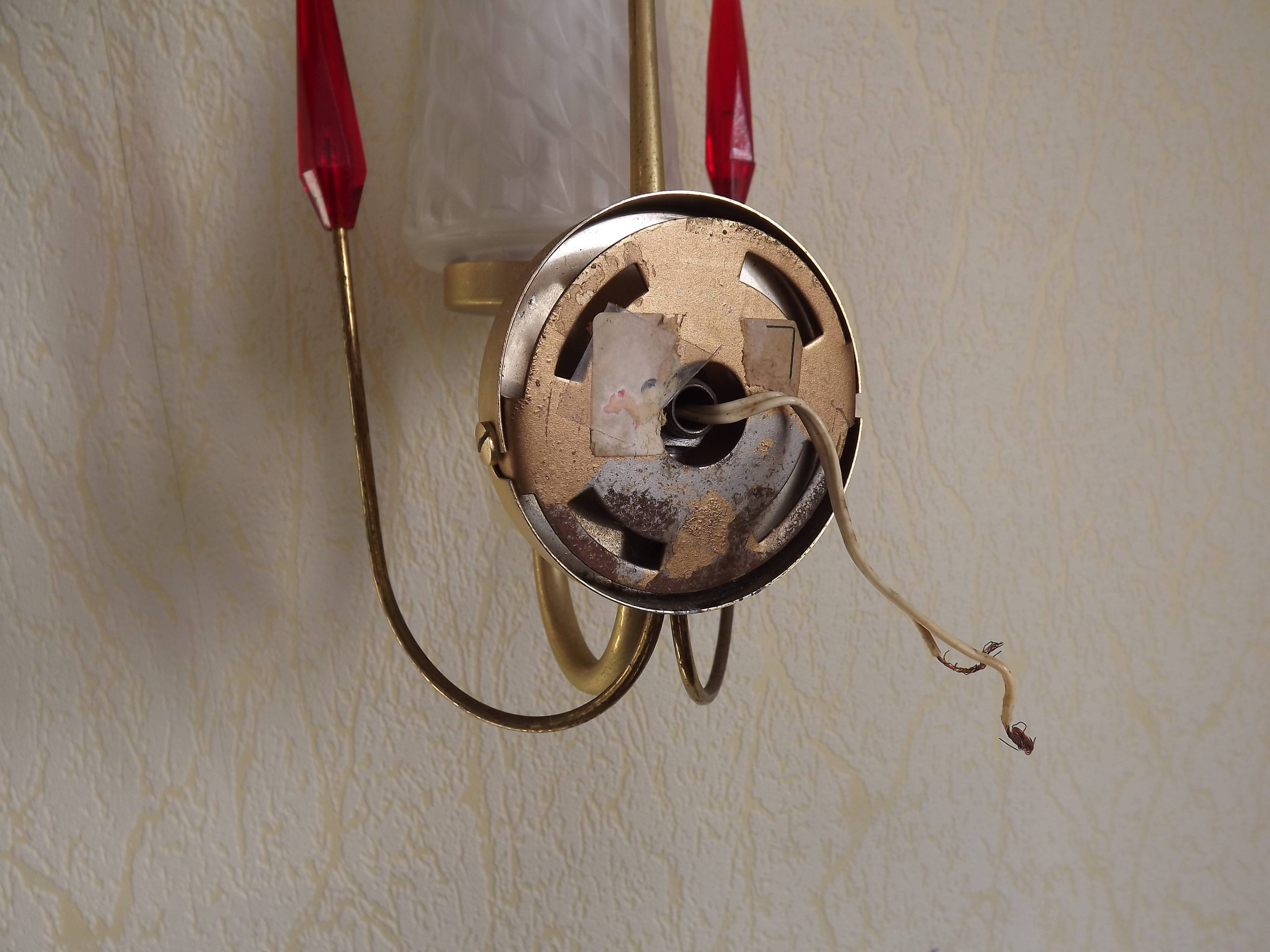 Simple Vintage Retro 1960s Gold Metal White Glass Shade 5