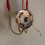 Simple Vintage Retro 1960s Gold Metal White Glass Shade 5