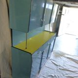 Buffet en formica jaune et bleu