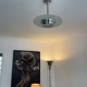 Art deco chandelier sandblasted glass and chrome France 1950