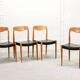 Chaises de salle à manger en teck massif et similicuir, style Niels Otto Moller, années 50