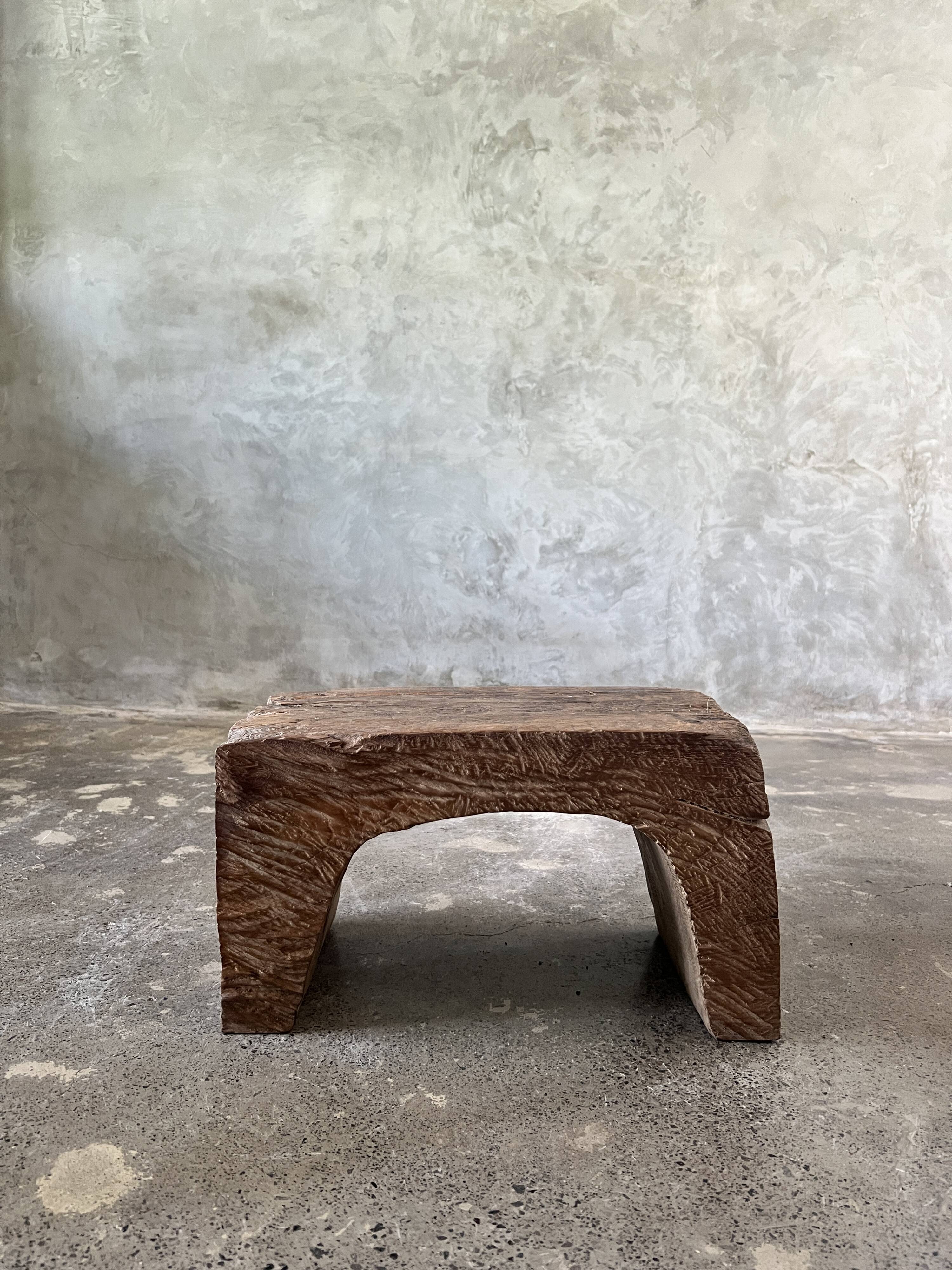 Low stool in old Asian monoxyl teak